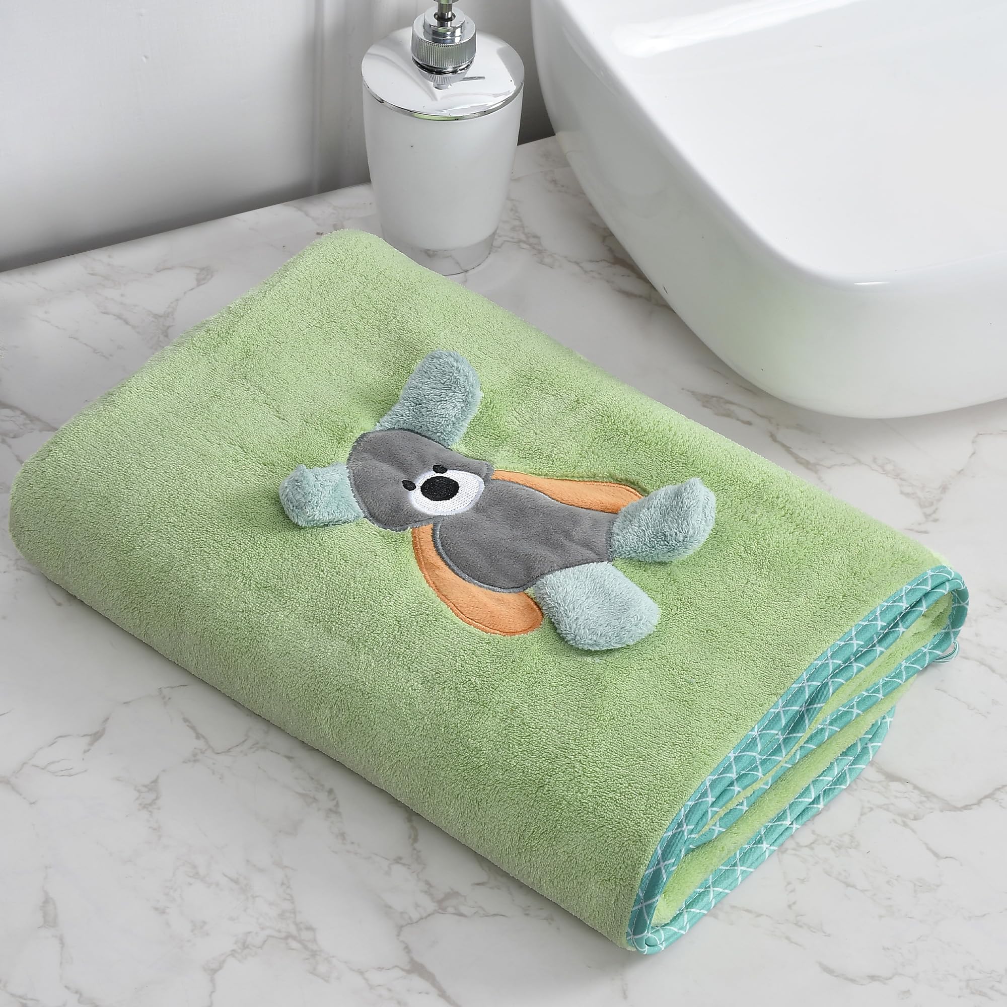 UrbanLeaf Premium Microfiber Kids Bath Towels Quick Drying Towels for Unisex Kids Cartoon Print Baby Towel for Boys and Girls (70 x 140 Cms, Pack of 1) - Pista Green (B0DHTZ828F) Amazon Price History, Amazon Price Tracker