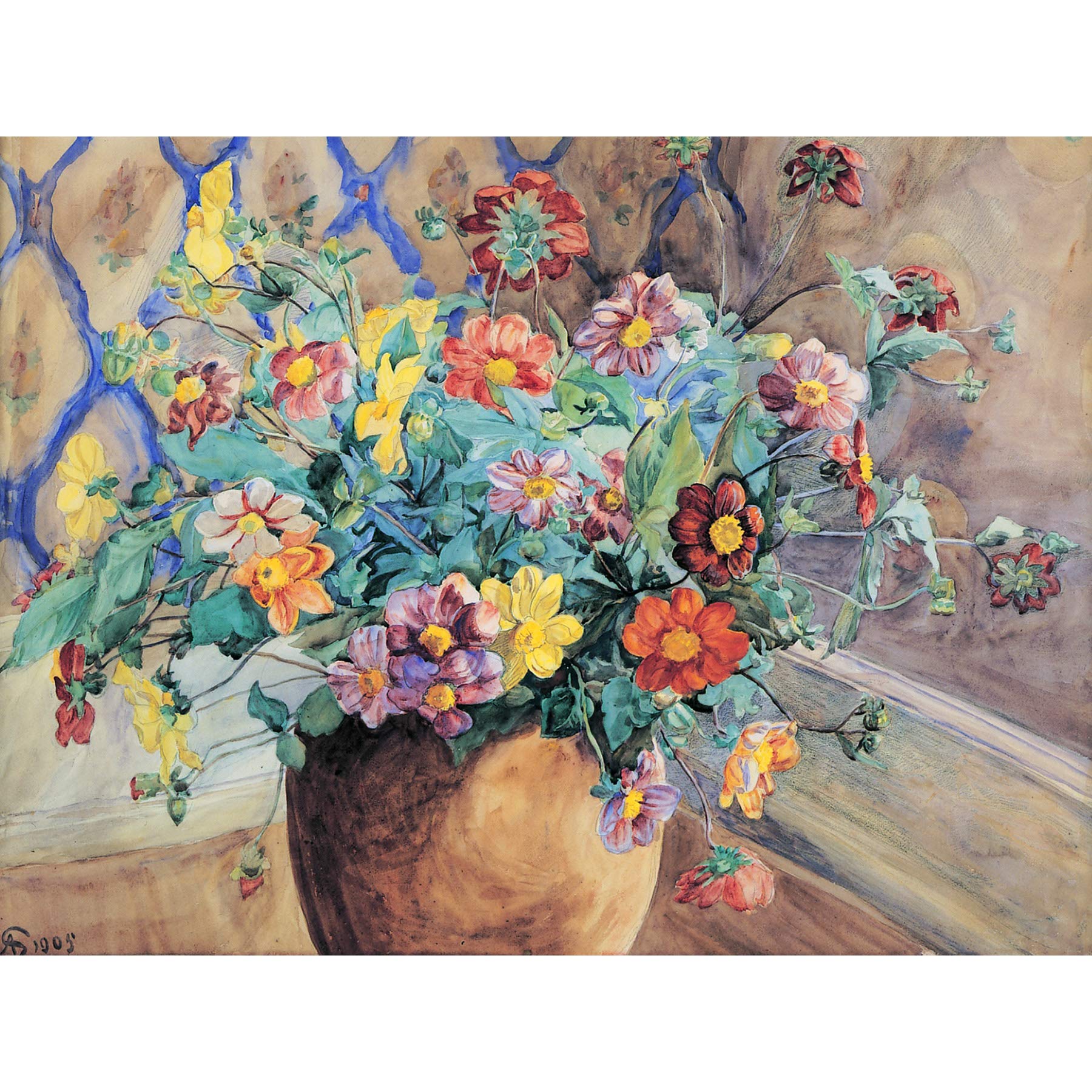 Syberg Blooming Apple Tree Branch Painting Large Print Poster Wall Art Decor Picture