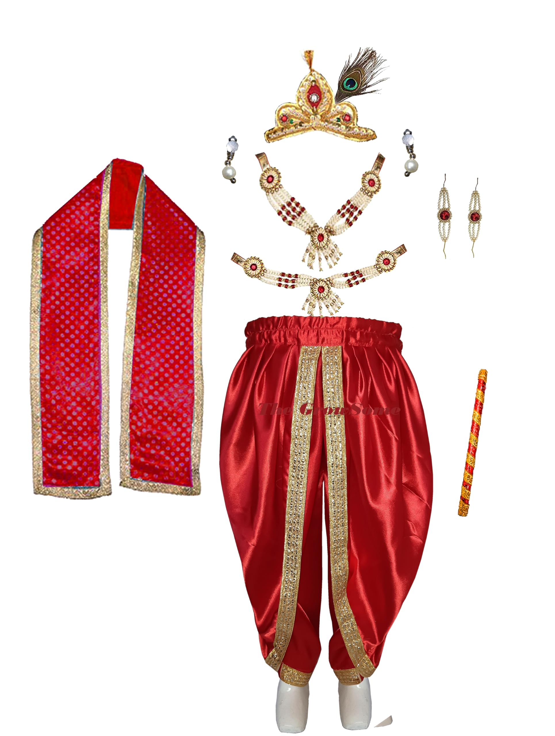 The GrowSome Shri Krishna Costume Dress for Baby Boy & Girl| Krishna Dress for Baby Boy Kids| Baby Little Krishna Ji Kanha Janmasthmi Costume for Kids| Krishna dress for kid (4-5 Years, Red) (B0CGJ4SJ2N) Amazon Price History, Amazon Price Tracker
