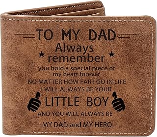 THTCSQ To My Dad Gifts,Leather Wallet for Men, Engraved Personalized Leather Wallet,Father's Day Gift, Birthday Gifts,Christmas Gifts, Gifts for Dad from Daughter Son (Boy)