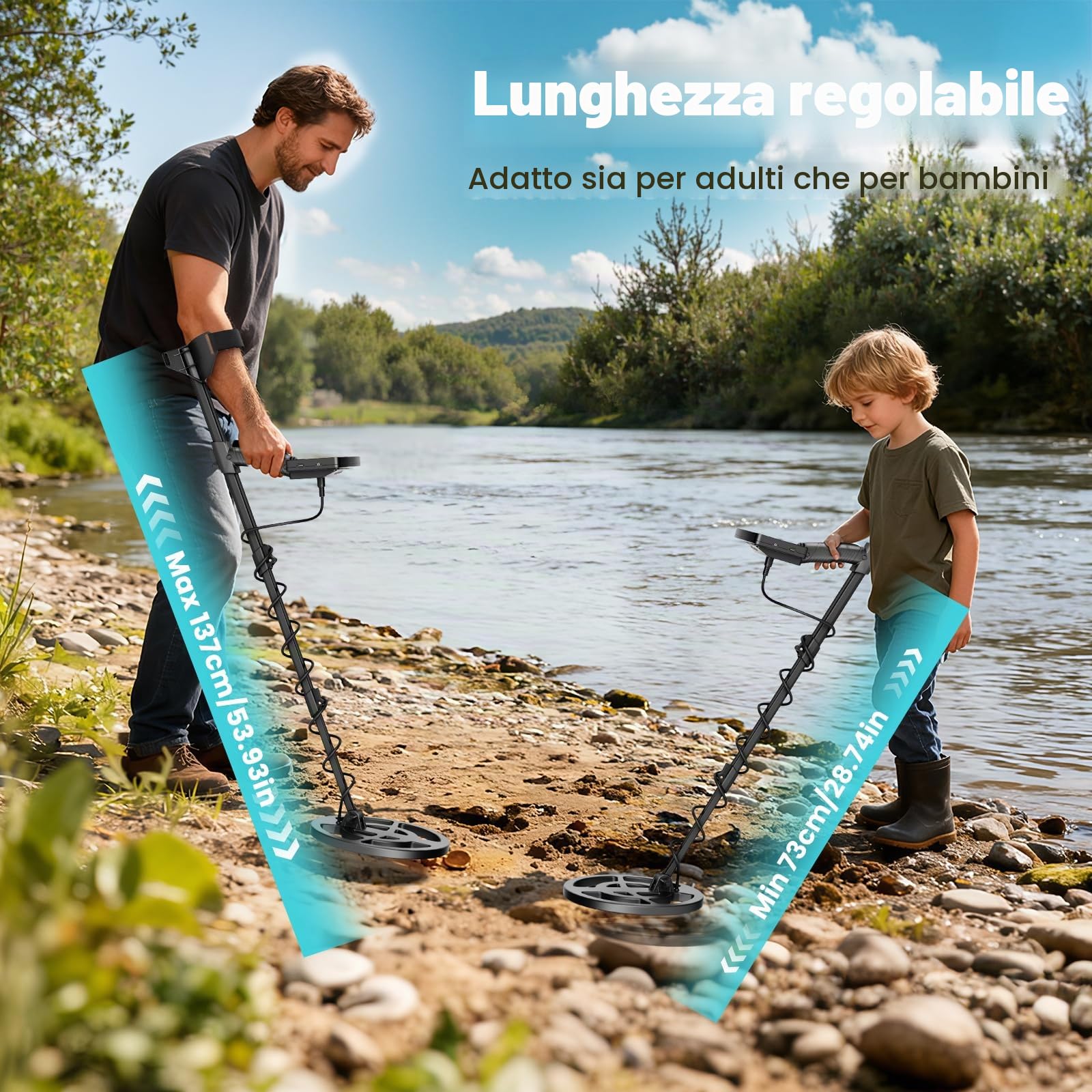 Metal detector professionale con 2 batterie,5 modalità Metal detector per adulti e bambini, bobina di ricerca impermeabile IP68 da 26cm con display LCD,cuffie,pala da scavo (Verde Scuro)