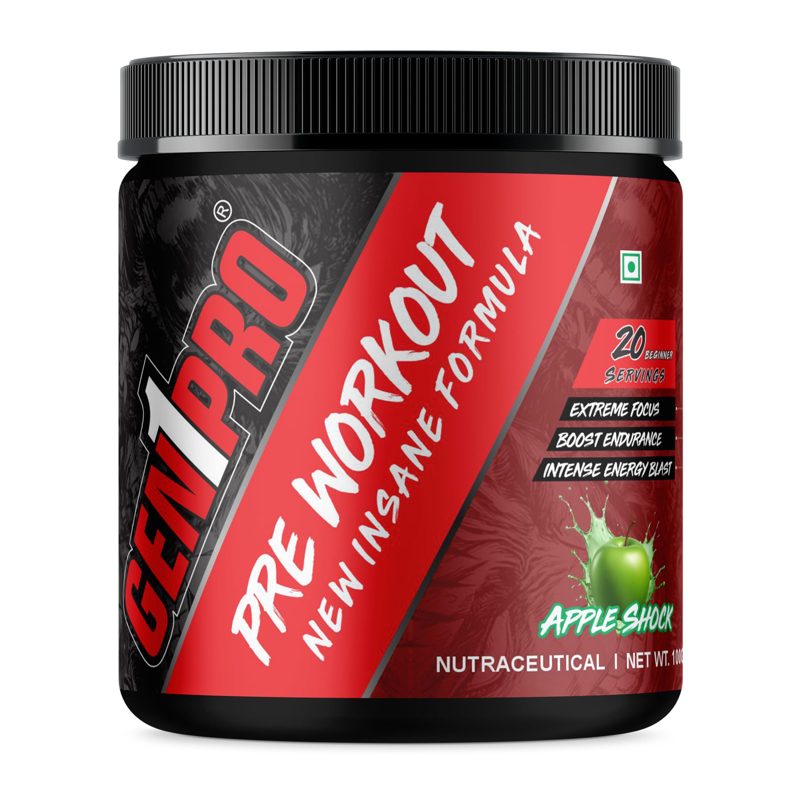 Pre Workout Powder – New Insane Formula for Energy, Focus, Endurance & Muscle Pump | 200mg Caffeine, 3.5g Beta-Alanine, Creatine, Amino Acids & Vitamins | Sugar Free Sports Nutrition Supplement [Red Pulse Melon, 15 Servings, 100g] — Amazon image 8