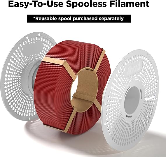 INLAND V2 Reusable Filament Spool & Filament Bundle, Replacement Spool, Black and White Spooless Filament, Compatible with Bambu Lab Refill