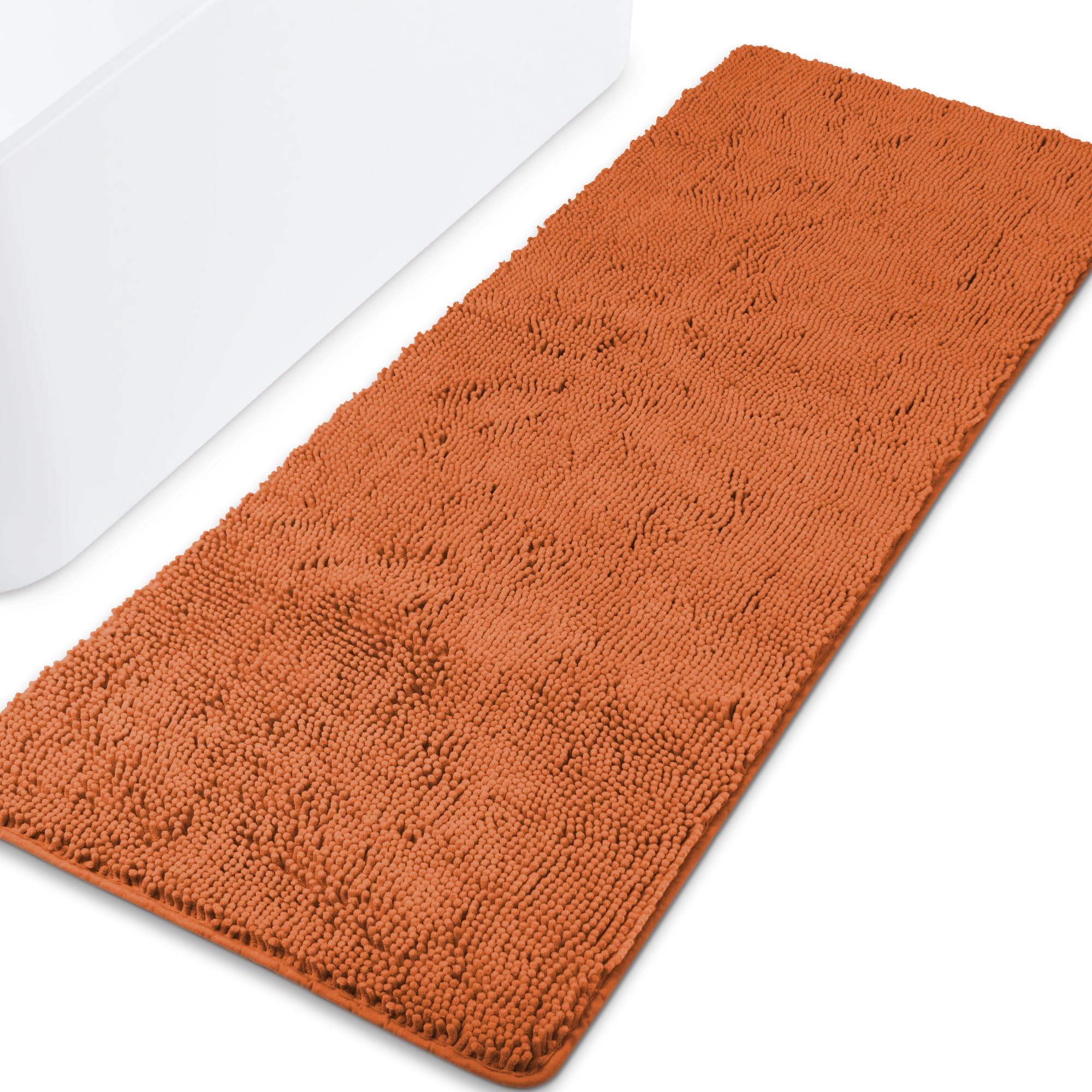 Yeaban Bathroom Runner Rugs 24 x 72 Non Slip – Thick Chenille Long Bath Mat | Absorbent and Washable Extra Large Bath Rug, Plush Runner Rug for Bathroom, Shower, Sink - (Burnt Orange) — image 1