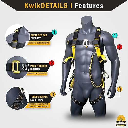 Miniatura 2 de KwikSafety (Charlotte, NC SUPERCELL Aerial Lift 3 D-Ring Safety Harness w FREE Lanyard & Bag ANSI Tested OSHA Compliant