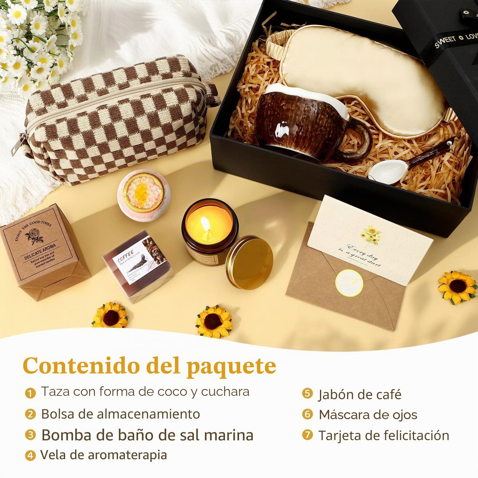 Regalo Cumpleaños para Mujer,Regalo Set de Taz, Vela Perfumada, Bomba de Baño,Jabón, Neceser, Pack de Lujo para Cumpleaños, Aniversario San Valentín Navidad para Esposa, Mujer, Mamá, Hermanas.