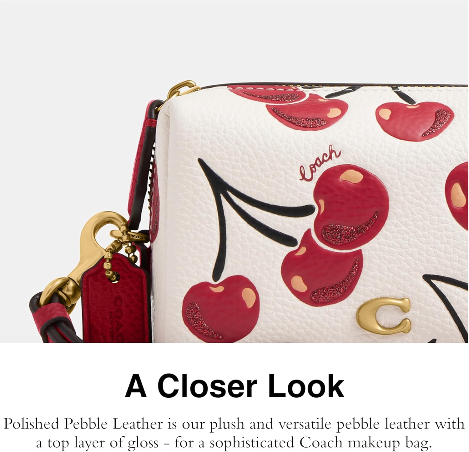 COACH Womens Boxed Essential Mini Cosmetic Pouch With Cherry Print Chalk Multi One Size - Image 4