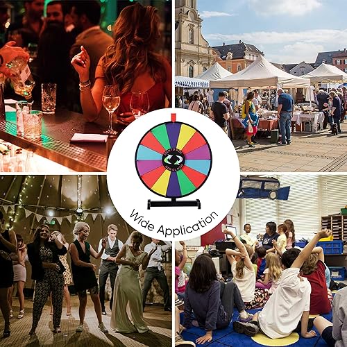 Miniatura 8 de WinSpin juego giratorio tablero redondo de 18 pulgadas rueda colorida con 14 posiciones con premios editables marcadores