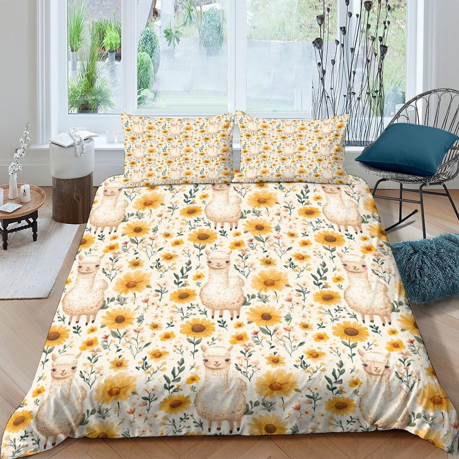 Ctjqhvkz Style-9 3D Printed Sunflower Bloom Fitted Sheet Microfiber Soft Non-Slip Wild Daisy Mattress Cover Bedroom Decor Single（135X200cm）
