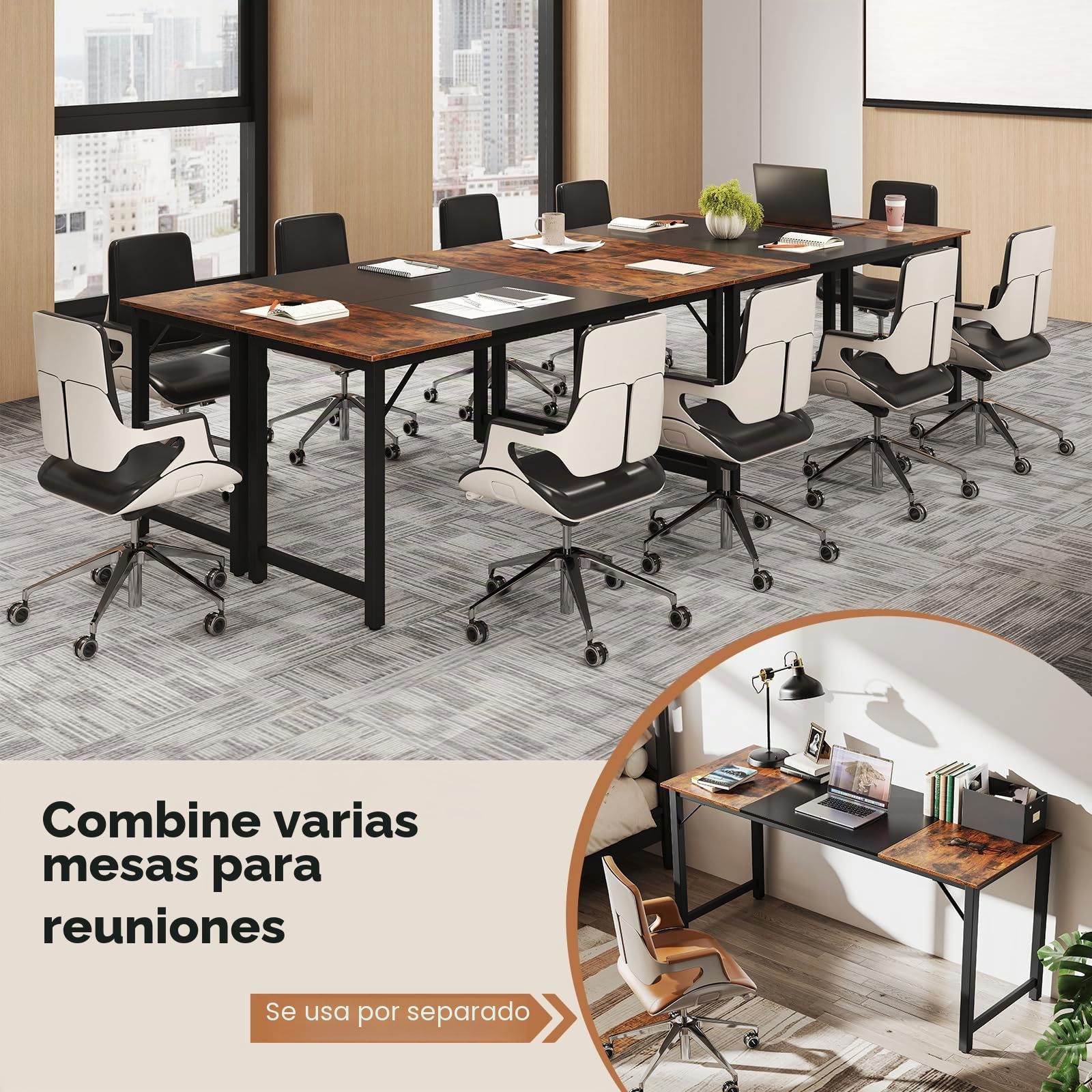 GIANTEX Escritorio de Ordenador Rectangular 160 x 60 cm, Mesa de Trabajo con Tablero de Madera y Marco de Metal Resistente, Escritorio para Oficina, Conferencia, Dormitorio