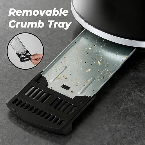 Miniatura 7 de Roter Mond Tostadora de 2 rebanadas con pantalla táctil inteligente, tostadora de pan retro de acero inoxidable con temporizador digital, modo de