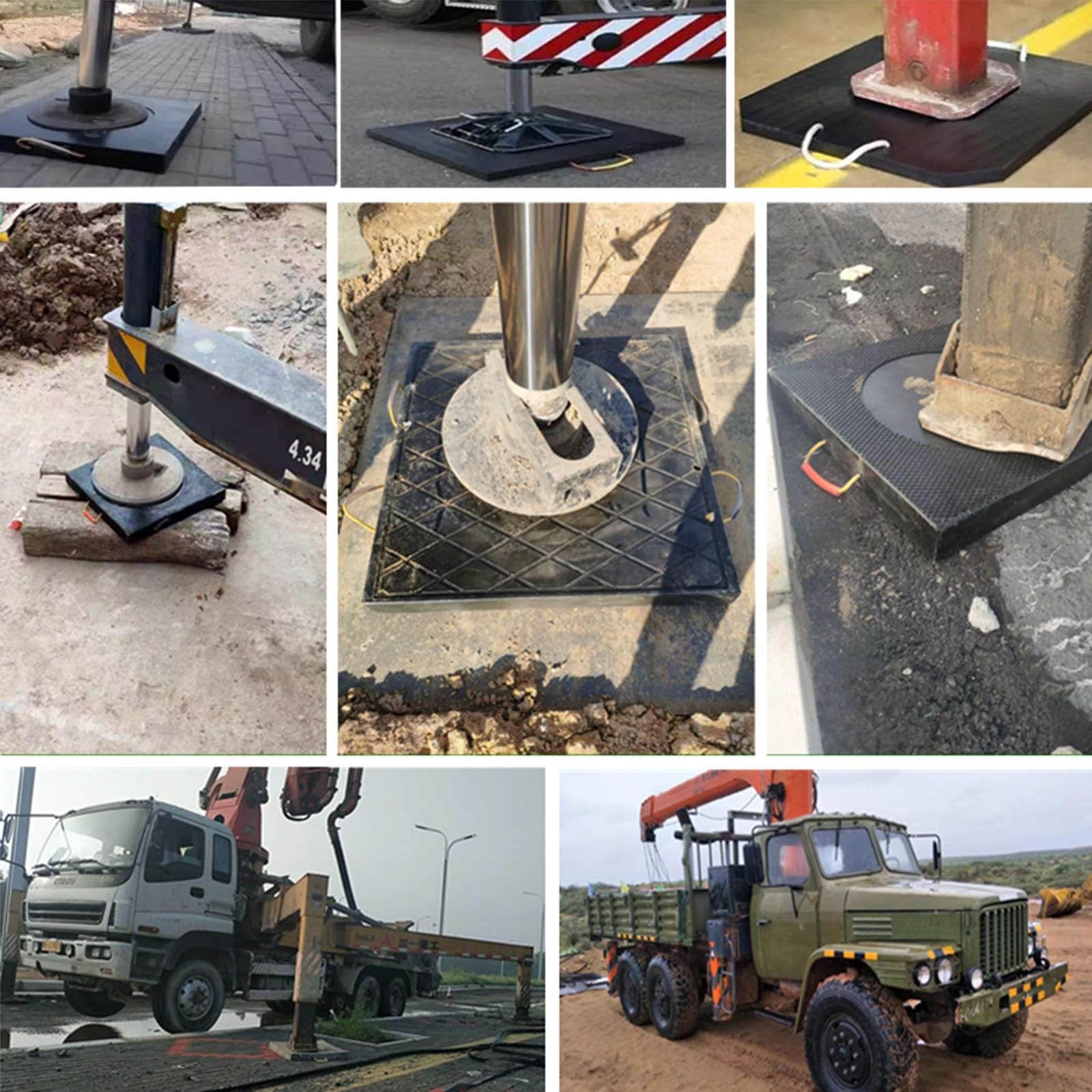 Ausleger-Pad Wagenheber Gummiauflage Jack Pads Stapelbare Auslegerplatte Für Wohnmobilstützen Und Stabilisatoren, Kran-Nivellierblöcke/Landeplattform – Für Beton(19.7x19.7x2.4/50x50x6cm)
