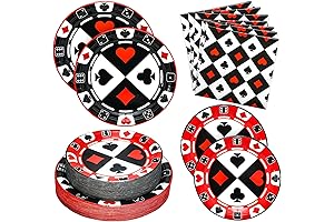 180 PCS Poker Party Decorations Set: Plates and Napkins for 60