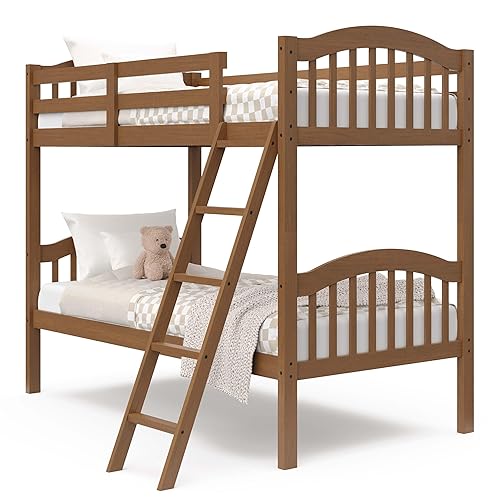 Storkcraft Long Horn Twin-Over-Twin Bunk Bed (Hazelnut) - GREENGUARD Gold