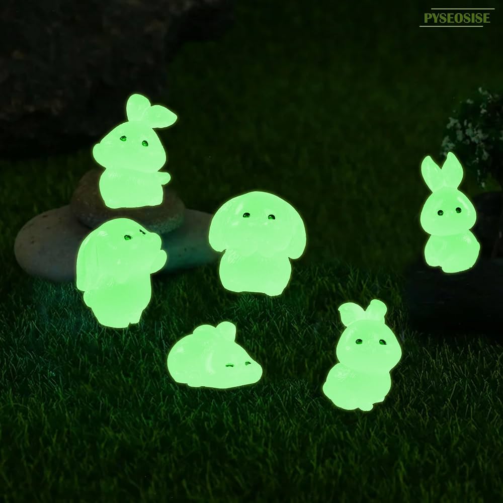 Bofanze 60 Pièces Mini Lapins Lumineux En Résine - Figurines Miniatures Multicolores Pour Décoration