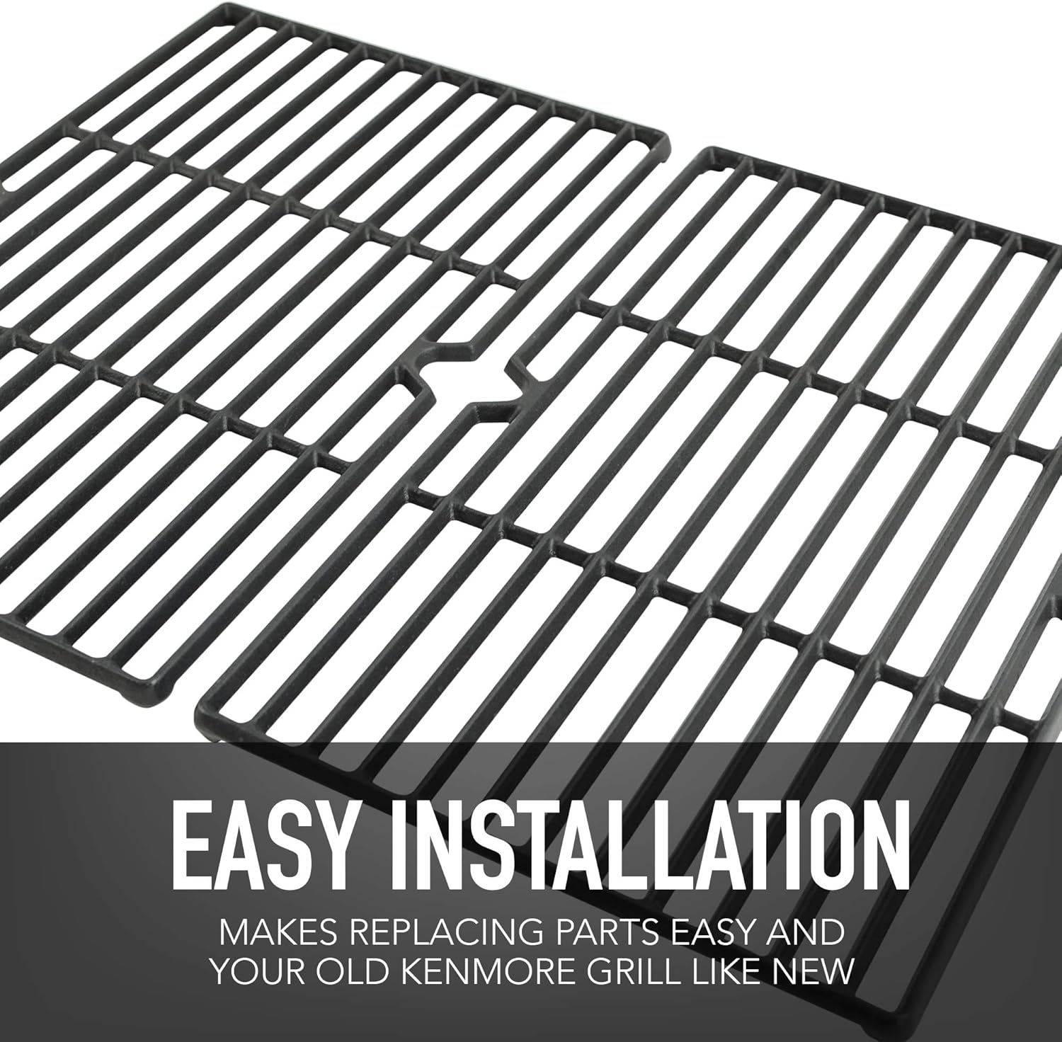 Permasteel PP-20302-CG-AM OEM Part Replacement Cooking Grates, Fits Kenmore 3 Burner BBQ Grills, Cast Iron, Set of 2