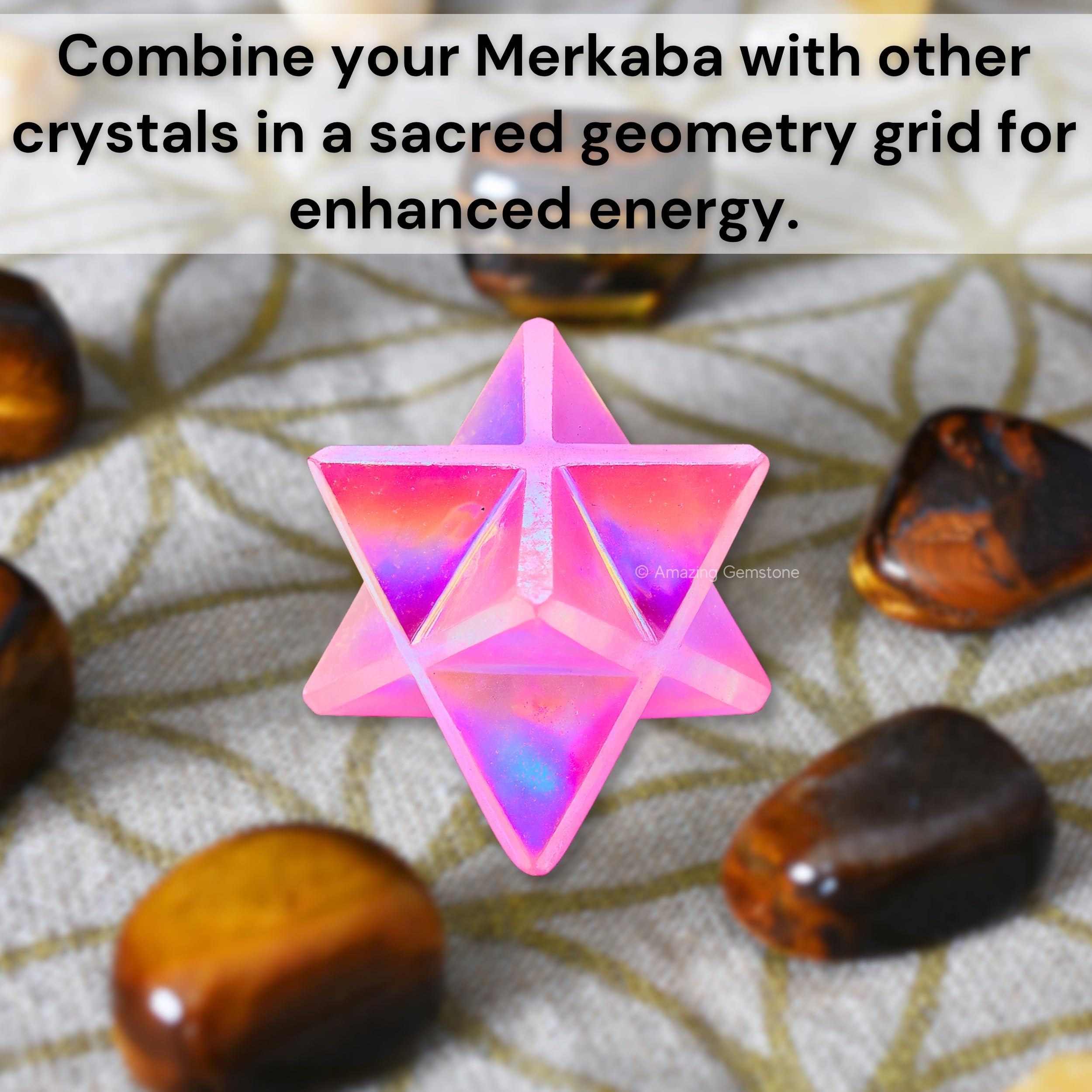 Amazon.com: Amazing Gemstone Angel Aura Rose Quartz Merkaba 
