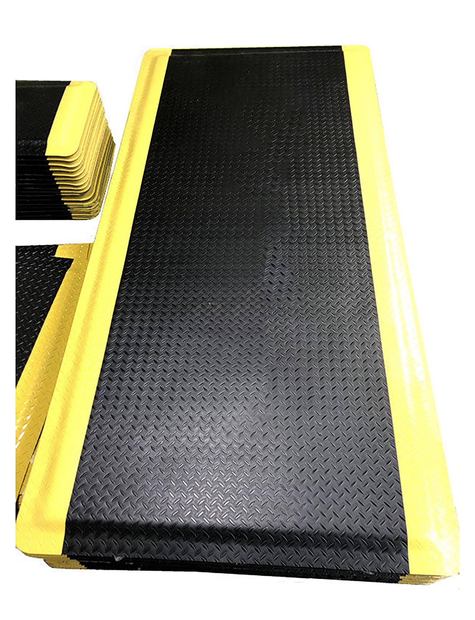 Tappetino antifatica spesso 20 mm con bordo giallo, design ergonomico, impermeabile antiscivolo for magazzino, officina, ufficio, casa(100x100cm/39.4x39.4in)
