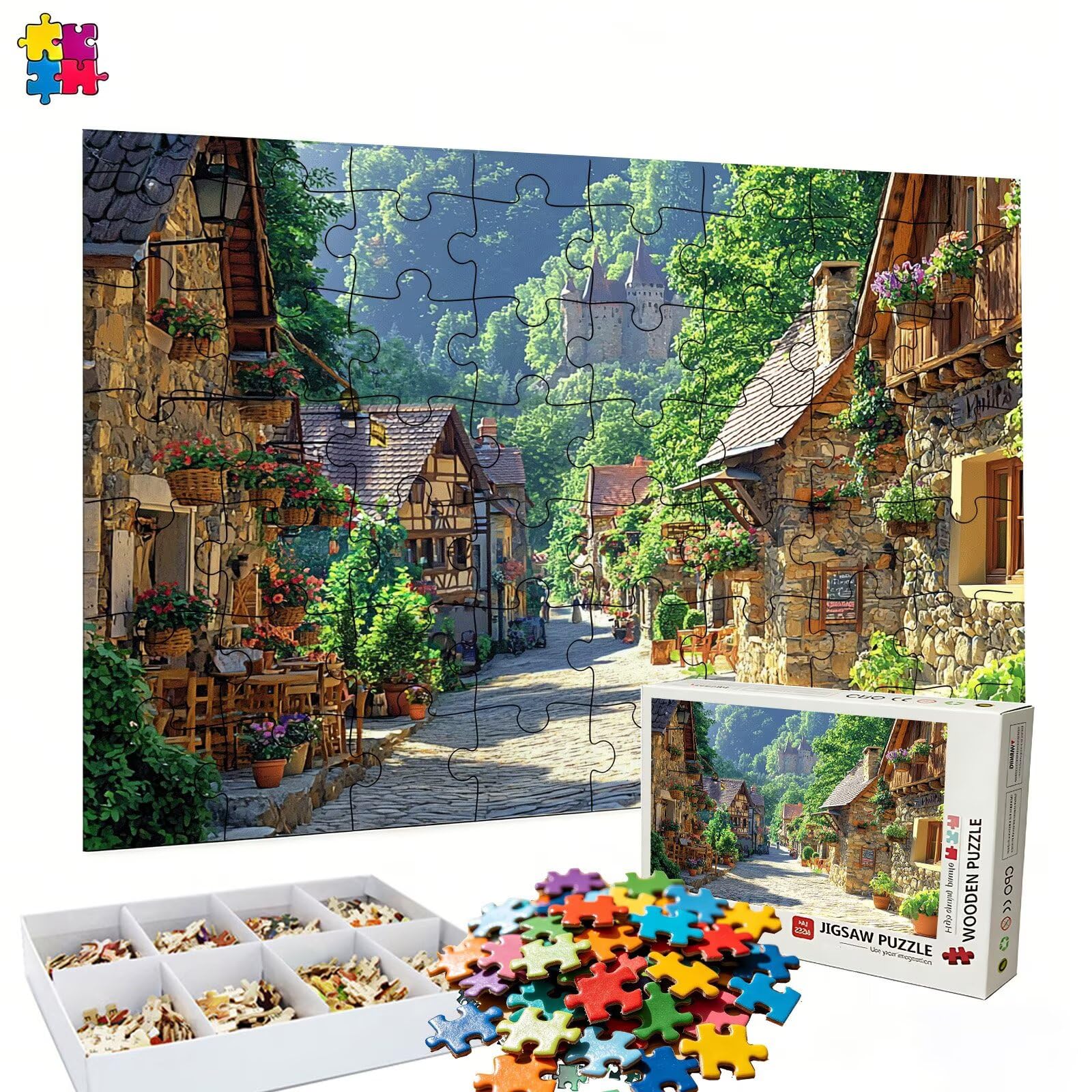 Puzzle 6000 elementów, las wioska puzzle 6000 elementów dorośli i dzieci, premium artystyczna łamigłówka, 179,5x105,5 cm Klasyczna gra puzzli dla dorosłych, dekoracja domu, prezent dla mężczyzn s7h-36