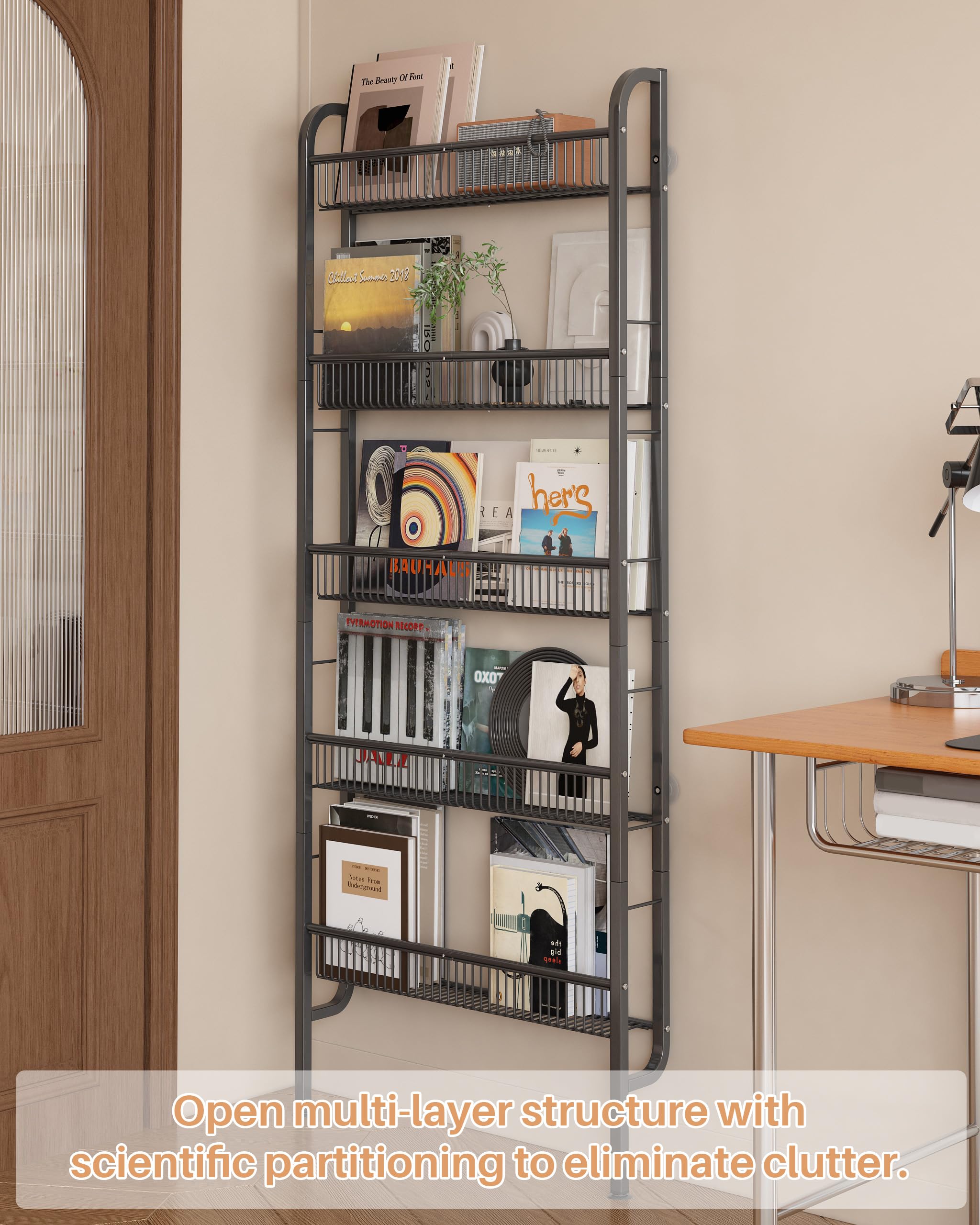 UMDONX Narrow Metal Storage Shelf Behind Door Organiser 5 Tier - Image 3