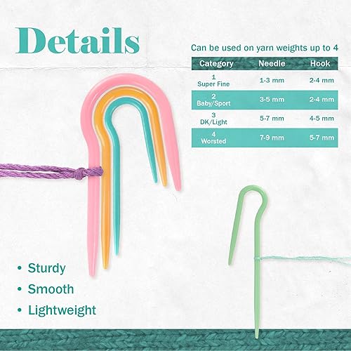 Miniatura 3 de Agujas de cable en forma de U de 16 piezas, soportes para puntadas para tejer y tejer a ganchillo