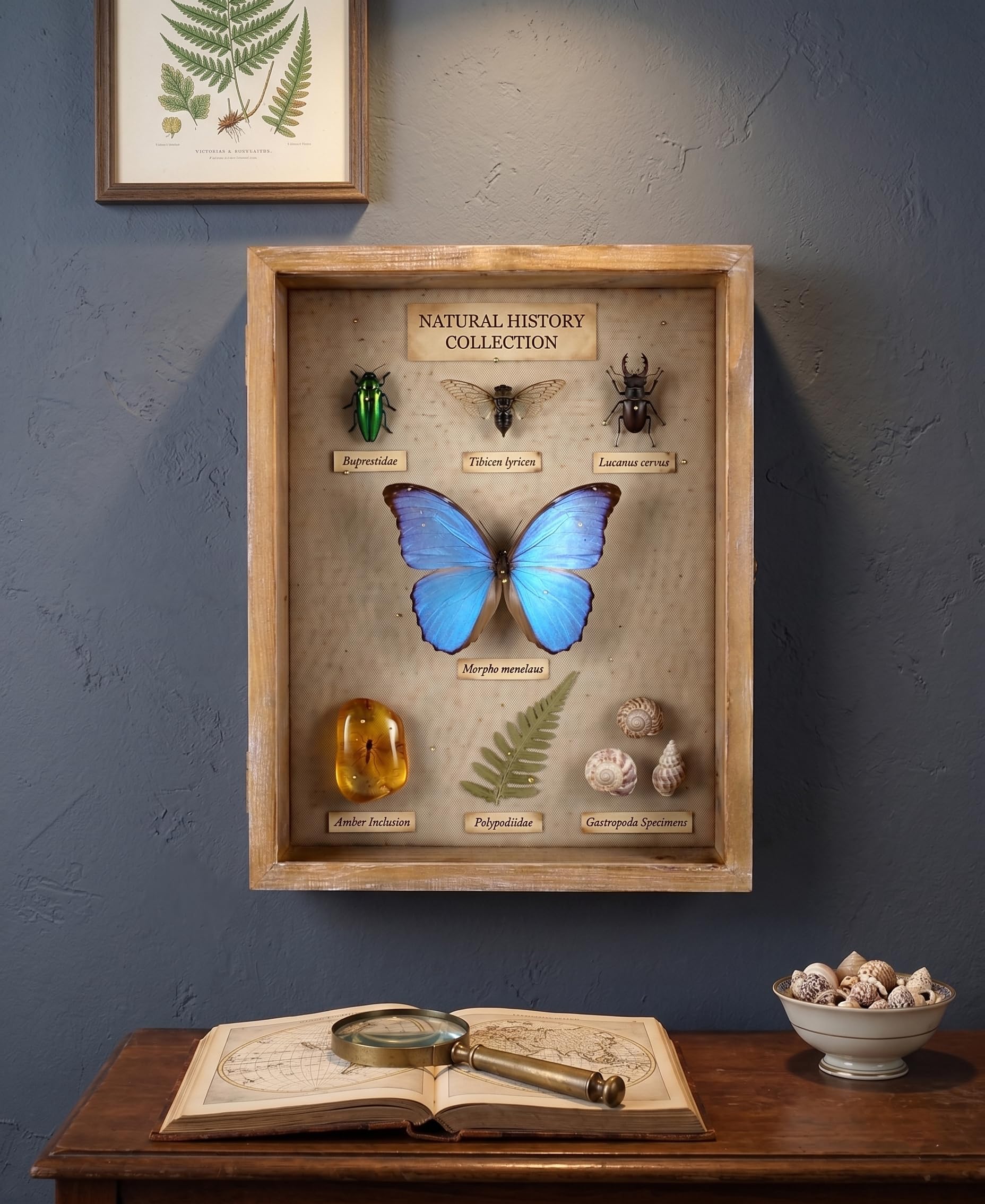 28 x 35,5 cm Shadow Box, Boîte à Cadre Photo avec Fond en Lin, Présente Souvenirs Récompenses Médailles Photos Mémoire, Verre Incassable, Bois Massif Gris Ferme Rustique
