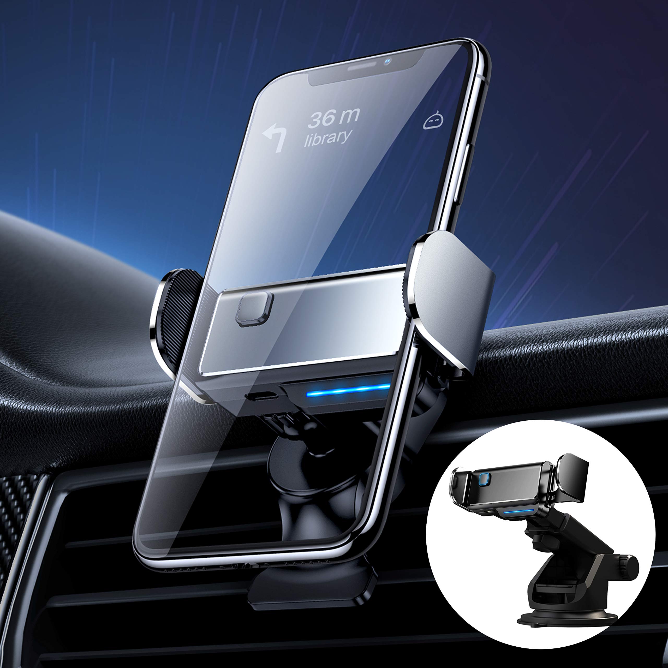 Cell Phone Holder for Car,Electric Car Phone Holder Mount,Power Auto Clamping Phone Stand for Car Dashboard/Windshield/Air Vent,Compatible iPhone 12/11Pro/Xs/Max/XR/X/8/7/6, Galaxy s20/Note 10/9