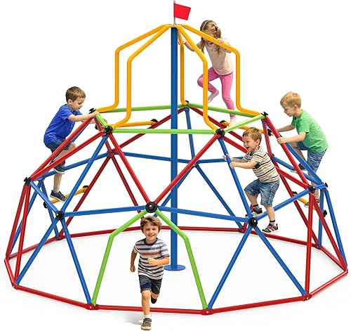 Miniatura 9 de Zupapa Cúpula de escalada de 10 pies, escaladora geométrica para exteriores de 10 pies para niños de 3 a 10 años, soporta 1000 libras, fácil