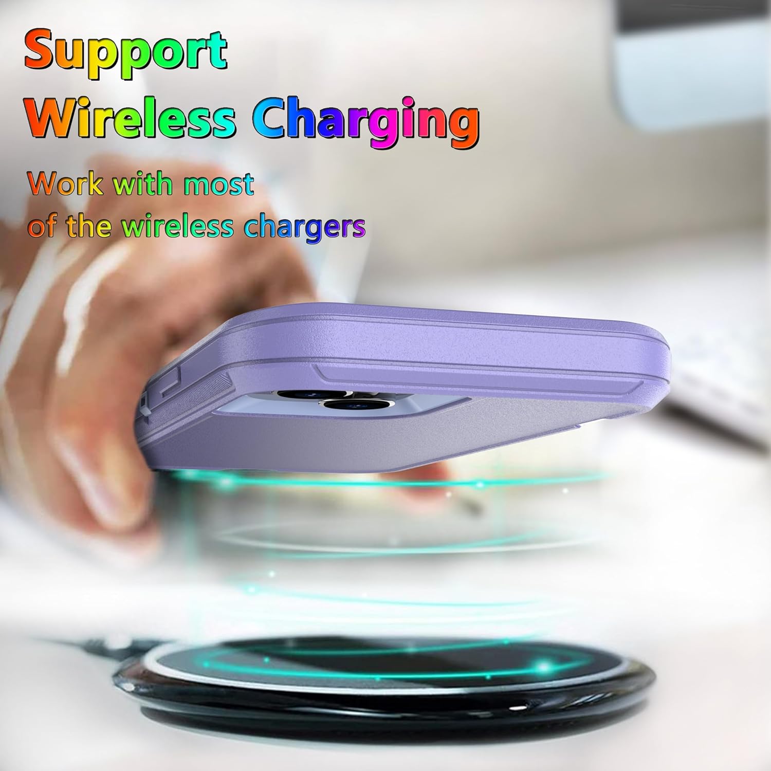 MXX Heavy Duty Made for iPhone 15 Plus Case with Tempered Glass Screen, Camera Lens Protector 3-Layer Full Body Protection - Shockproof Dustproof Cover for 15 Plus Phone Case 6.7" (Light Purple)