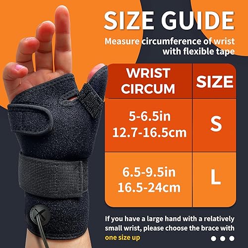 Miniatura 9 de Almohadilla térmica eléctrica para pulgar y muñeca para artritis de mano con 3 ajustes de calor y 5 ajustes de temporizador, muñequera calentada