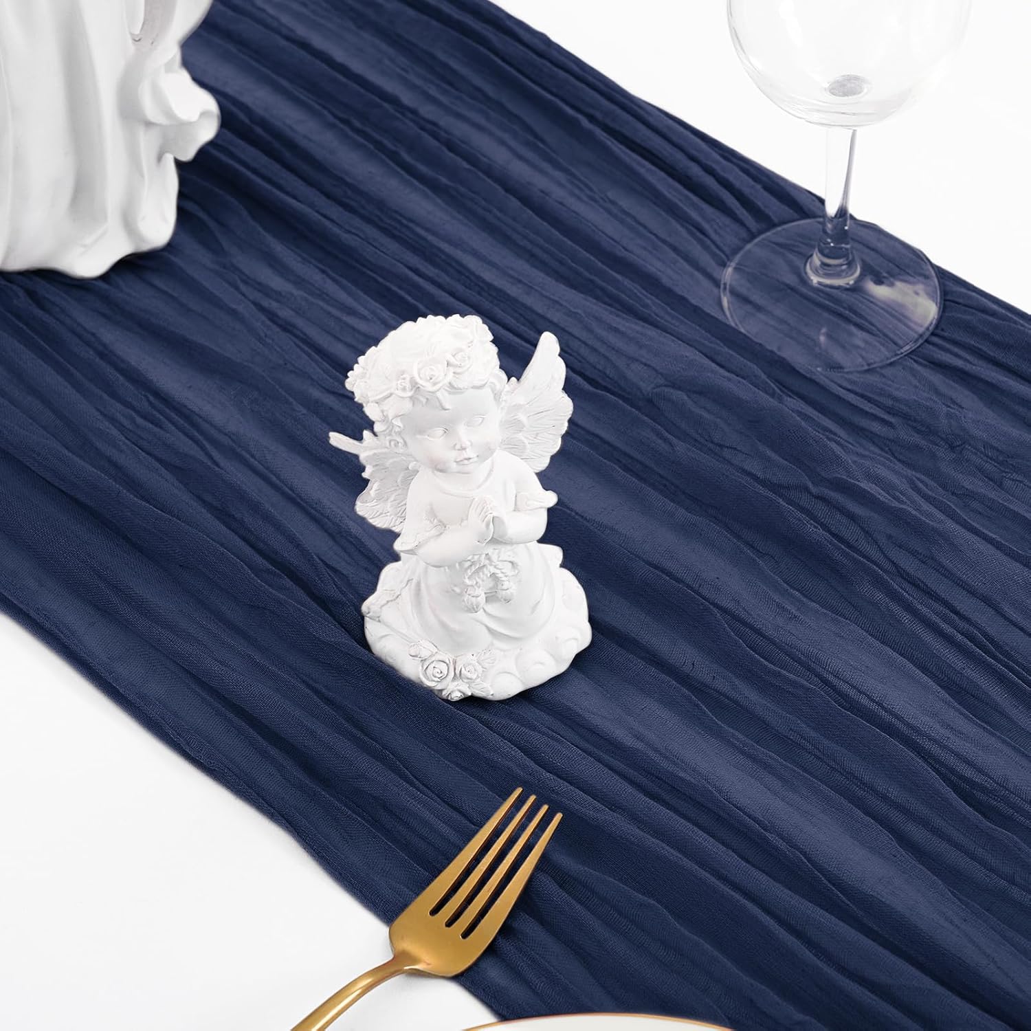 12 Pack 35x120 Inch Cheesecloth Table Runner Navy Blue Table Runner 10FT Cheese Cloth Table Runners Navy Blue Wedding Table Decor for Wedding 120 Inches Long