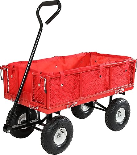 Carrito de transporte con laterales plegables y forro de Sunnydaze