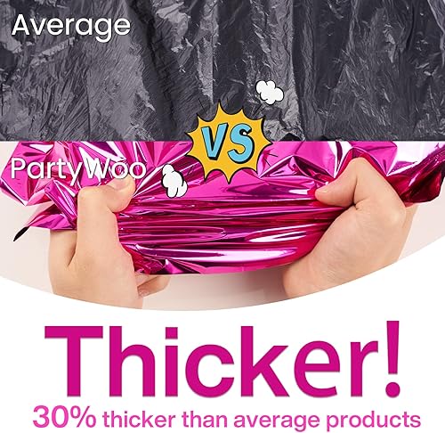 Miniatura 4 de PartyWoo Mantel rectangular de papel aluminio magenta, paquete de 3 manteles rectangulares de 54 x 108 pulgadas, mantel de aluminio para mesa de 6 a