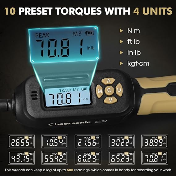 Digital Torque Screwdriver 1/4 Drive, 2.66-70.81 inlb (0.3-8N.m) Inch Pound Torque Screwdriver Digital with Buzzer & LED Indicator, 45 In 1 Gun Torque Screwdriver Set