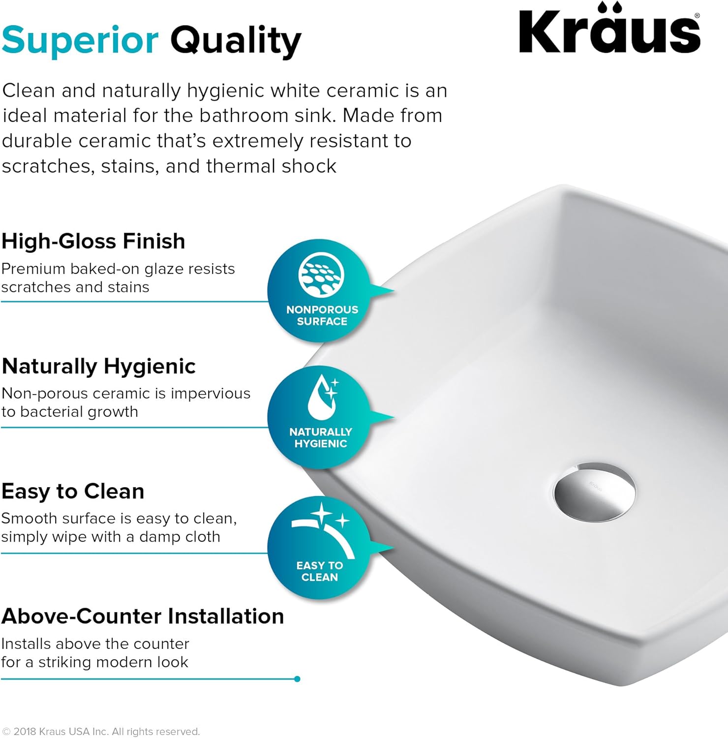 Uр Tо 40% оƒƒ Kraus KCV-126 Ceramic Above counter Square Bathroom Sink, 16.5 x 16.5 x 6.6 inches, White Tор Brаndѕ Kraus KCV-126 Ceramic Above counter Square Bathroom Sink, 16.5 x 16.5 x 6.6 inches, White