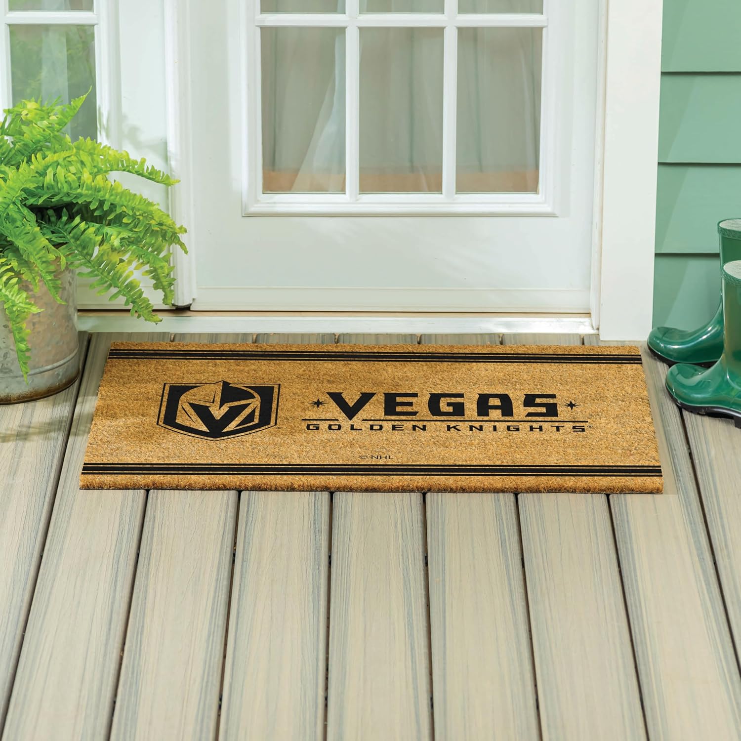 Team Sports America NHL Las Vegas Golden Knights Coir Doormat 36"x24", Officially Licensed Team Logo, Extra Large Front Door Mat, Outdoor Indoor Entrance Rug, Non-Slip Welcome Mat for Porch Patio
