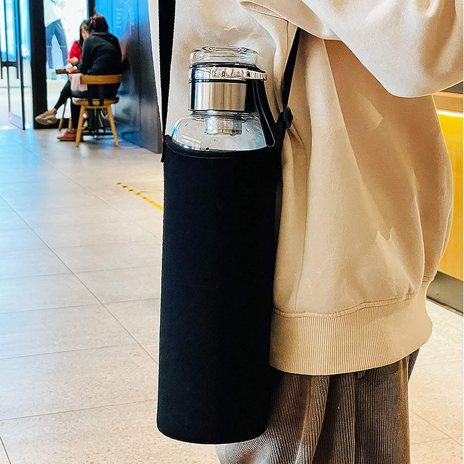 2L Glass Water Bottle with Strap Outdoor Travel Sports Portable Leak Proof Beverage Tea Glass Bottle (Glass,2000ml) - Image 5