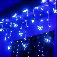 Vista 13 de Cortina de luces de mariposa de 20 pies, 120 luces LED para ventana, luces de hadas USB, 24 mariposas, 8 modos con control remoto para habitación