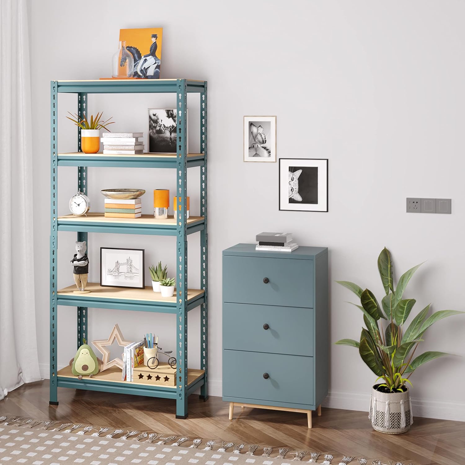 Exploded view of shelf components and features