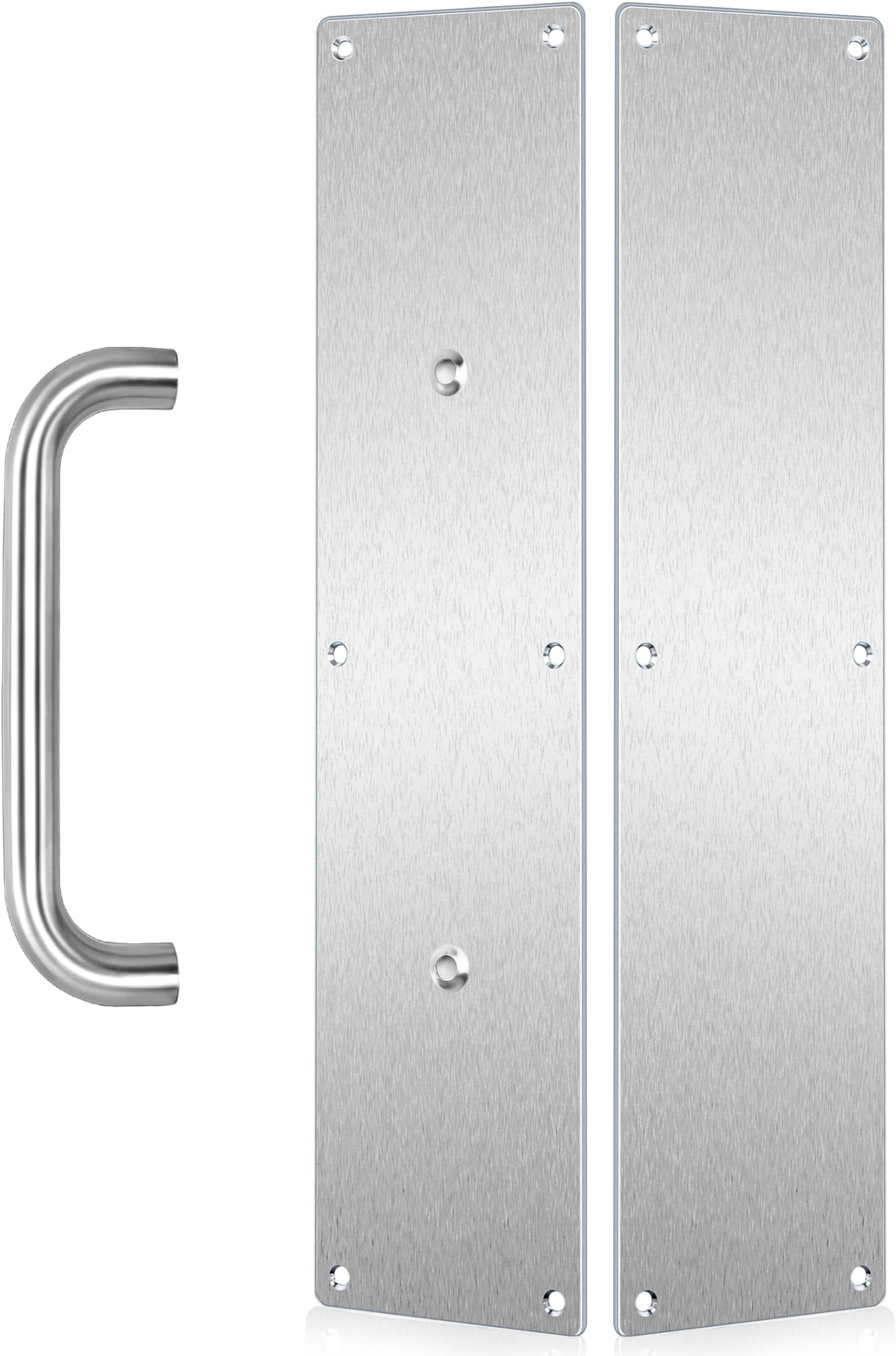 304 Stainless Steel Satin Finish Door Push Pull Handles, 100mm Width x 400mm Height x 1.2mm Thick, 180mm Hole to Hole, 200mm Handle Length, 19mm Pull Diameter (1 Pair)