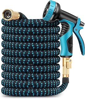 Amayrose Garden Hose Expandable Water Hose with 9 Function Spray Nozzle, Leakproof Expanding Flexible Outdoor Yard Hose wi...