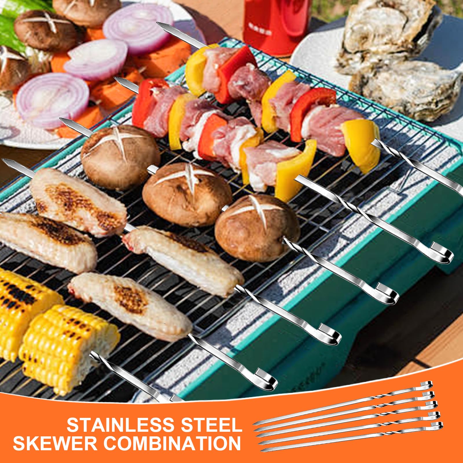 Tubo Kebab - 100%Chef Eleganti Spiedini In Acciaio Inox - Foto 6