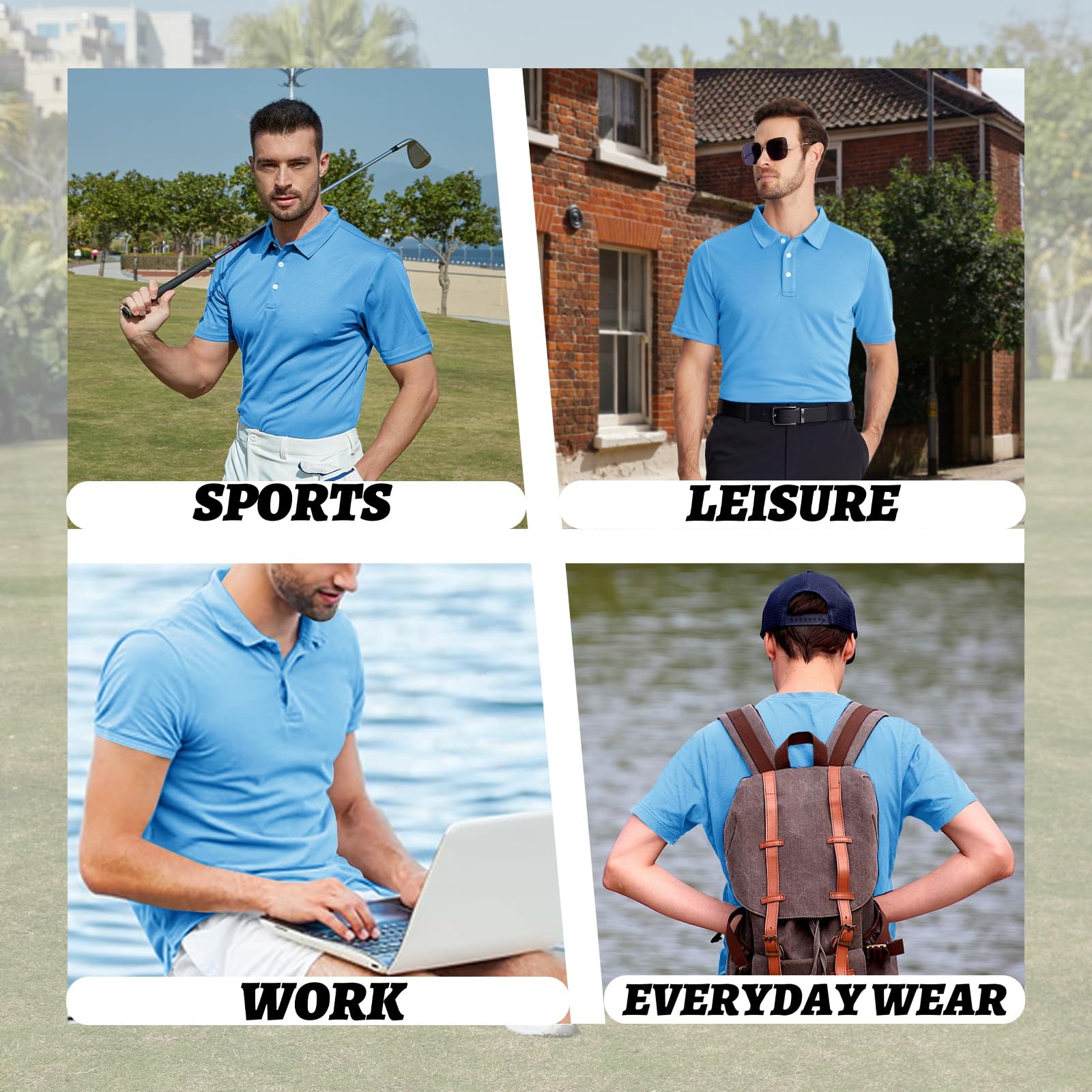 KEFITEVD Polo à Manches Courtes à Séchage Rapide pour Hommes T-Shirt de Golf Décontracté Régulier pour Hommes avec Boutons