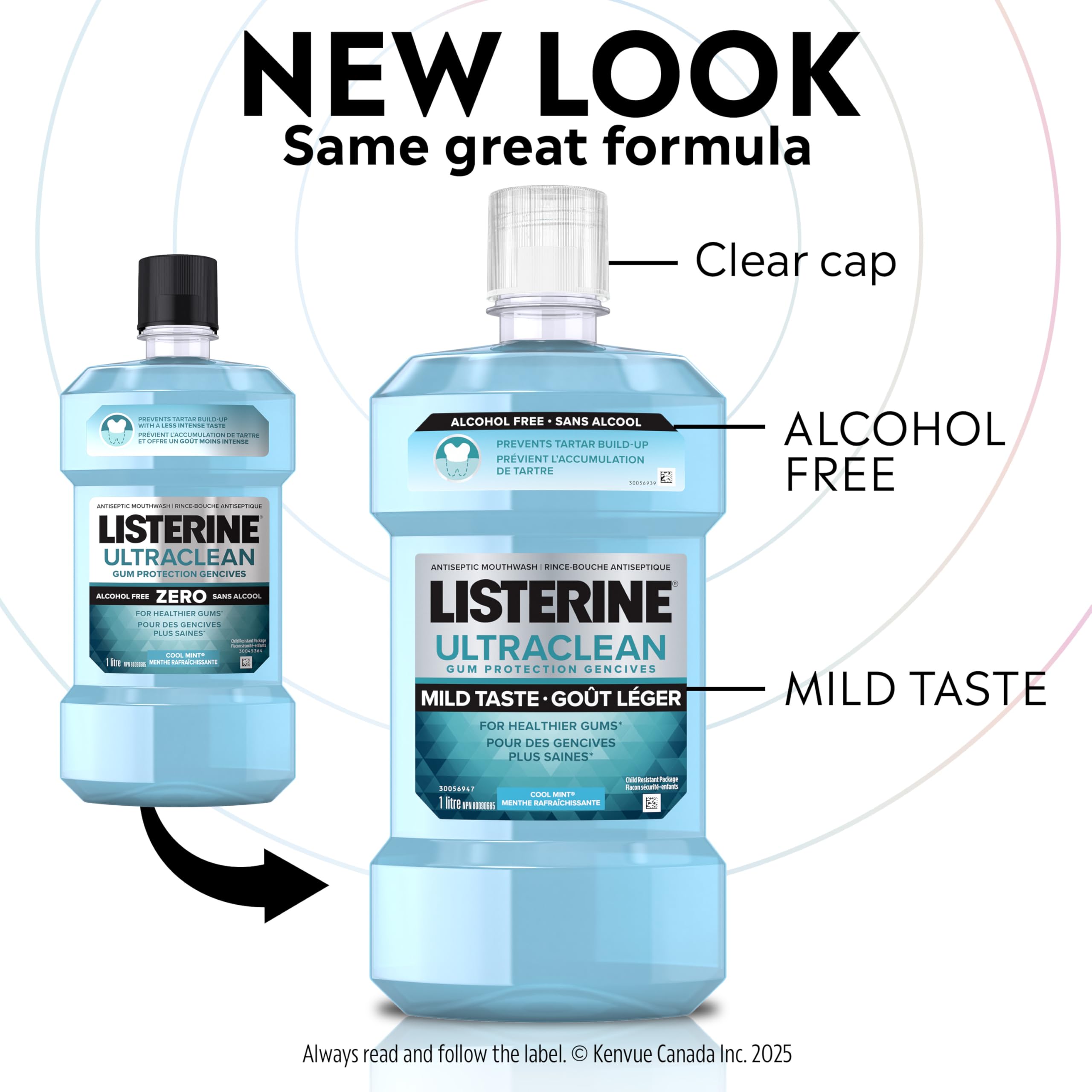 Listerine Listerine Ultraclean Gum Protection Alcohol-Free Antiseptic Mouthwash for Healthy Gums, Kills 99.9% Germs, Fights Plaque & Gingivitis, CDA Validated, Cool Mint Flavour, 1 L (Pack of 1) in use