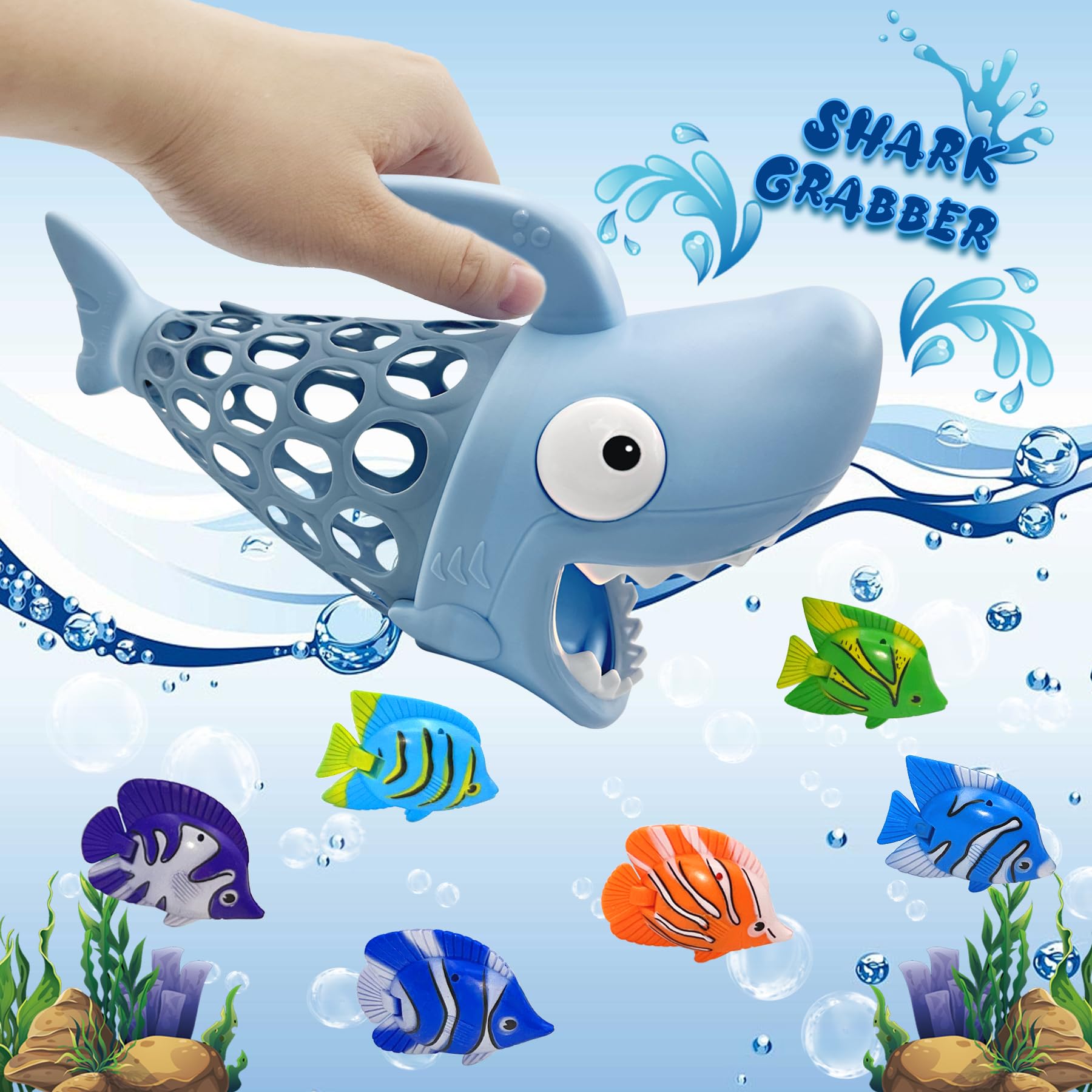 TZEKING Juguetes de Buceo en Piscina,Juguete de Buceo para Niños,Buceo Tiburón de Juguete,Juguetes de Entrenamiento,Juguete Acuático para Piscina,Regalo de Entrenamiento para Niños Mayores de 3 Años