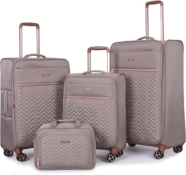 Travelhouse 4-Piece Softside Luggage Set with Spinner Wheels | Lightweight expandable suitcases 16" underseat duffel bag + 20" carry-on + 24" + 28" checked
