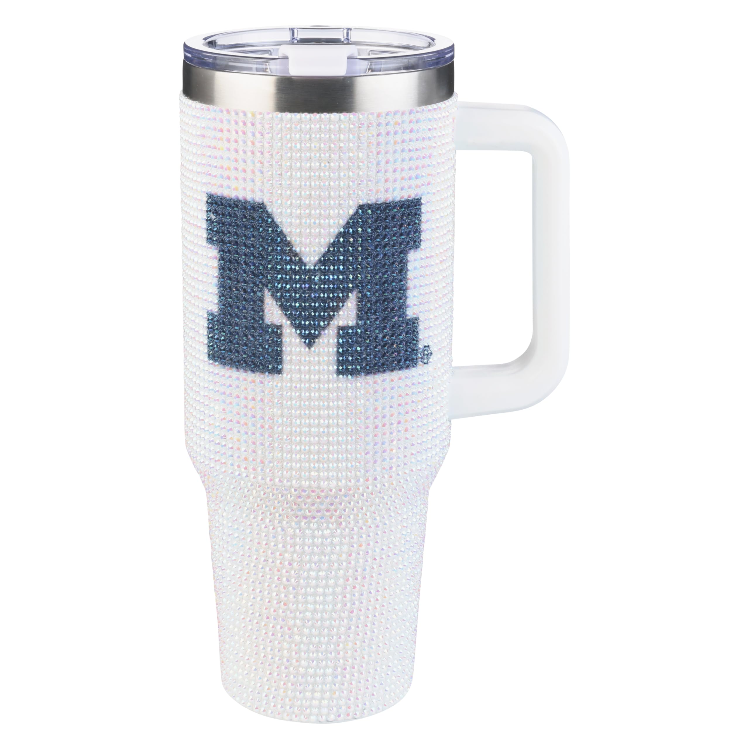 The Memory Company Officially Licensed 40oz White Bling Game Day Tumbler, University of Michigan