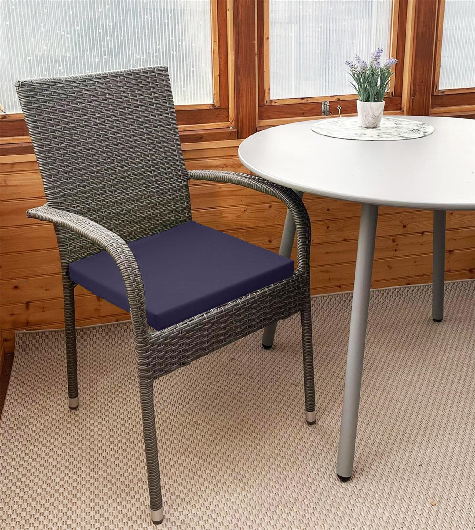 Roseley Waterproof Chair Cushion With Ties Outdoor Seat Pad Removable Water-Resistant Cover Durable Comfy Patio Garden Lawn Seating[Midnight Blue, 40 x 40 x 4cm]