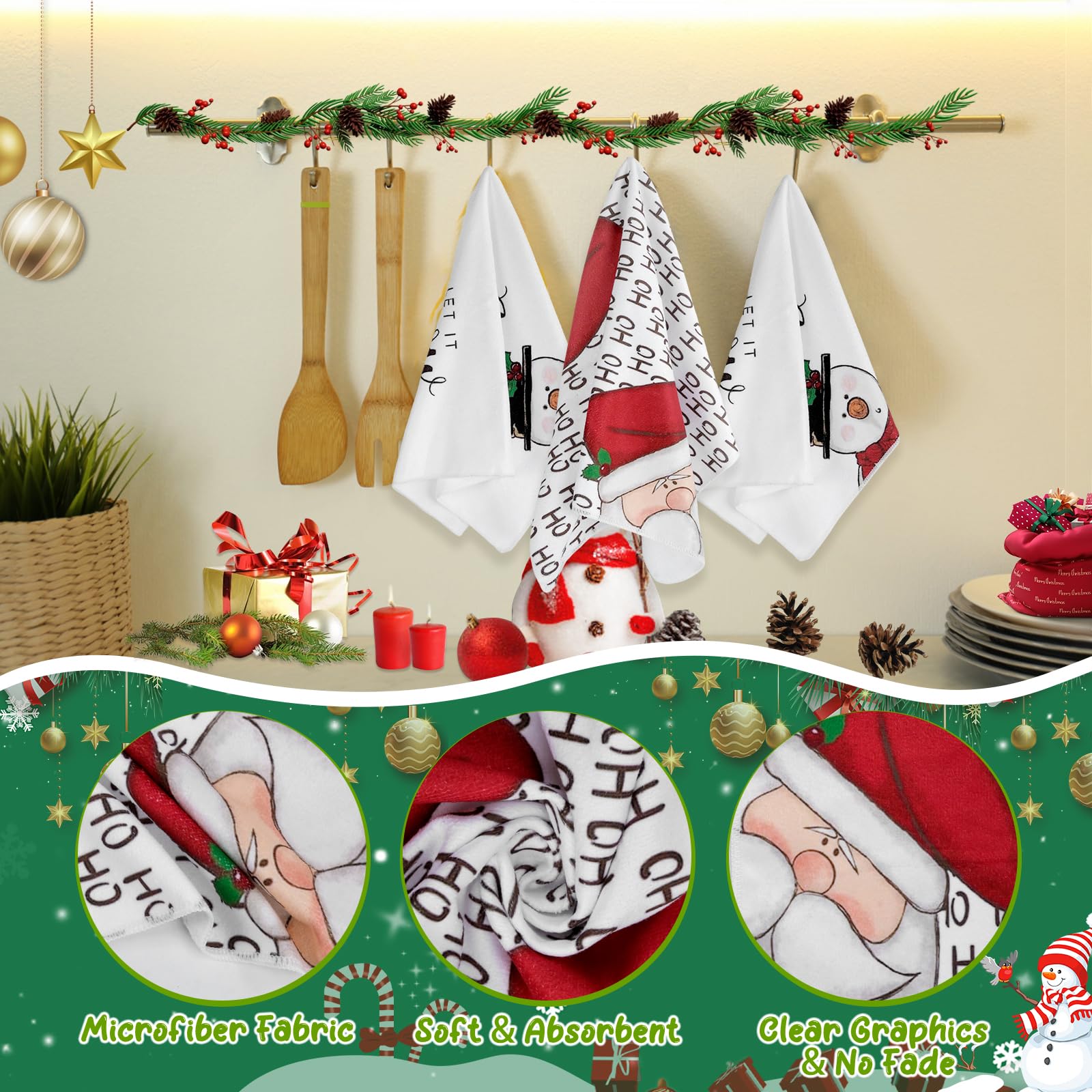 Asciugamani Da Cucina Natalizi Merry Chinoiserie – 40,6x61 Cm, Con Albero Di Porcellana Rossa E Fiocco, Assorbenti E Ad Asciugatura Rapida