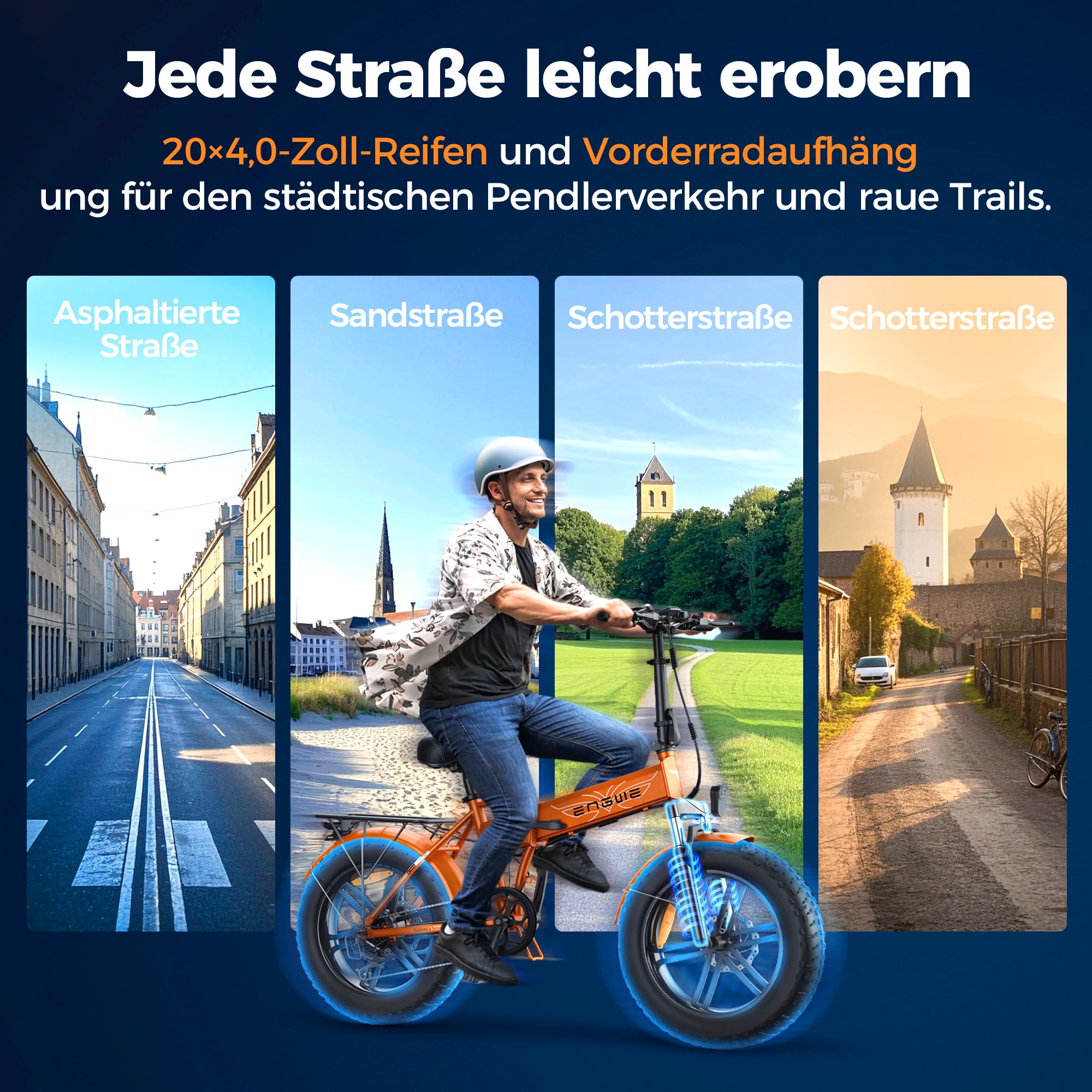 ENGWE EP-2 Boost Klappbares Elektrofahrrad mit Drehmomentsensor, 48V 13Ah Herausnehmbarer Akku Reichweite 120KM und 250W Bürstenlosem Motor, LED-Display, 20" x 4.0" Fat-Tires und 7 Gang